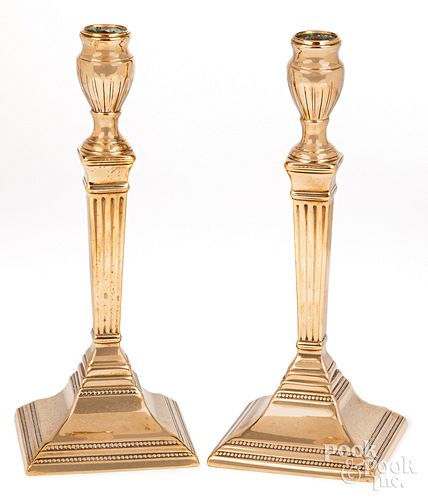 Pair of bell metal candlesticks, ca. 1800