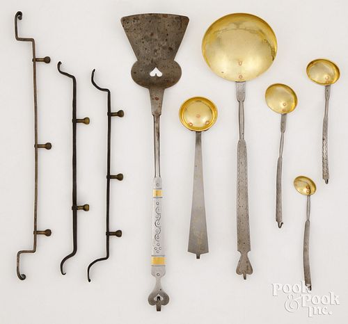 Reproduction iron and brass kitchen utensils