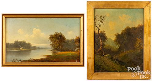 Two oil on canvas landscapes, 19th c.