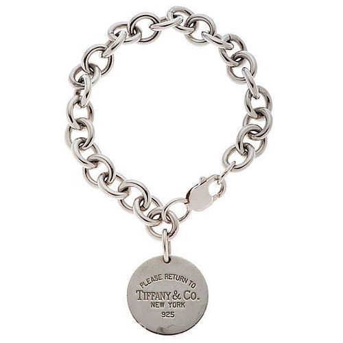 Tiffany & Co. Sterling Silver Link Bracelet with "Return To Tiffany & Co." Round Disk 