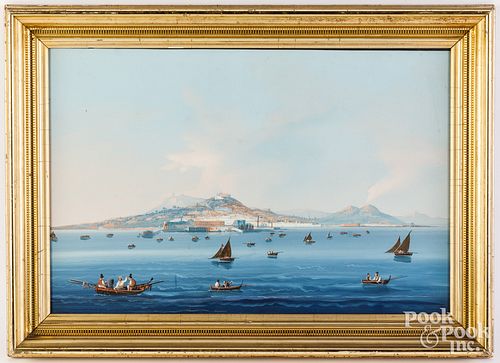 Gouache view of Naples, 19th c.