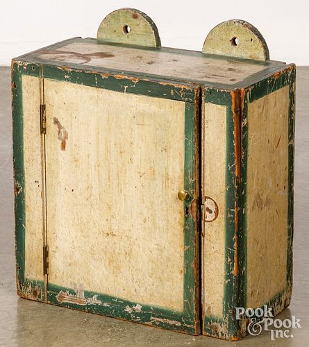Small painted pine hanging cupboard, 19th c.