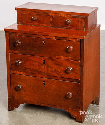 Miniature mahogany and maple dresser, mid 19th c.