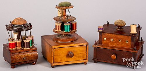 Three table top sewing stands