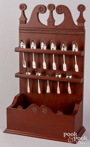 Contemporary painted spoon rack, spoons