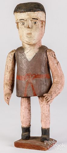 Carved and painted articulated figure, mid 20th c.