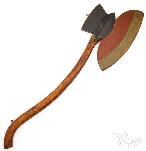 Painted wood lodge axe, early 20th c.