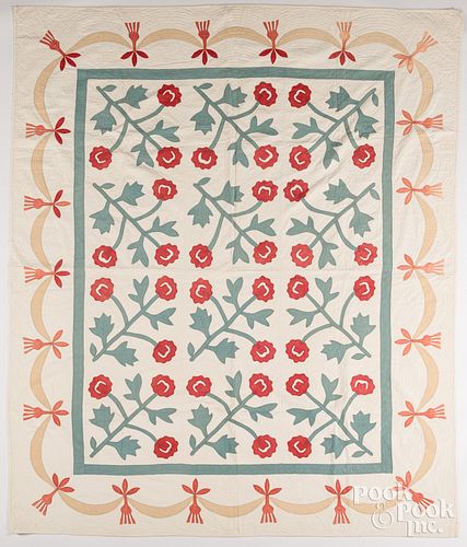 Pennsylvania floral appliqué quilt, 19th c.