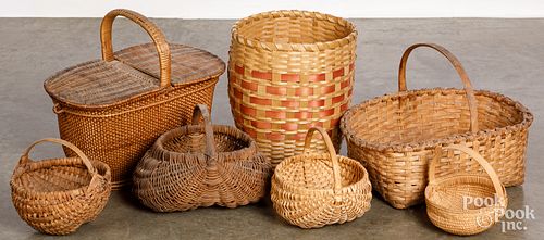 Group of splint baskets, 19th and 20th c.