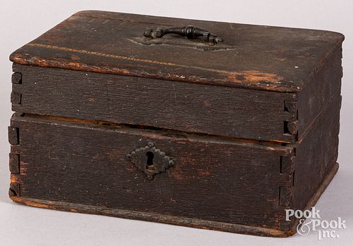 Oak valuables box, 19th c.