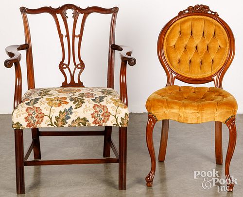 George III mahogany armchair, 18th c., side chair