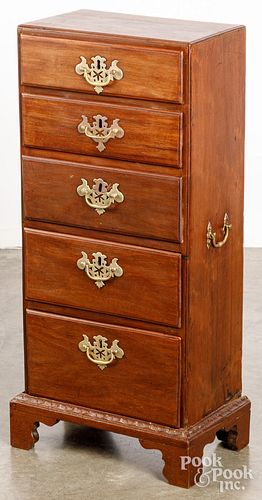 Diminutive English mahogany chest, 18th c.