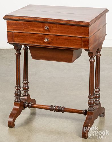 Classical mahogany sewing stand, mid 19th c.