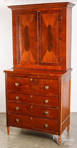 Sheraton mahogany two-part bookcase, early 19th c.