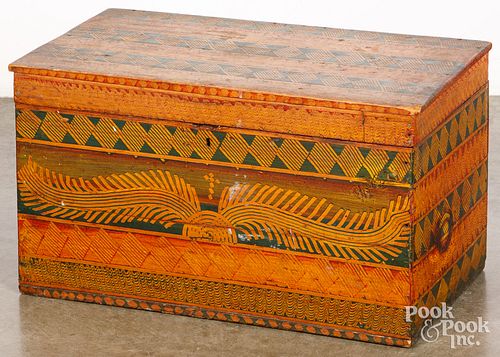 Small painted pine trunk, 19th c.