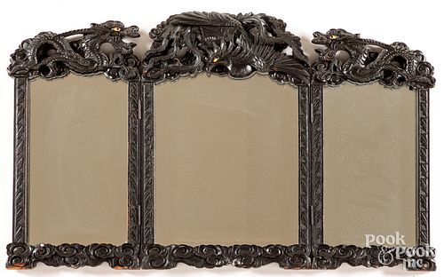 Chinese carved table folding screen