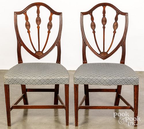Pair of Hepplewhite shield back dining chairs