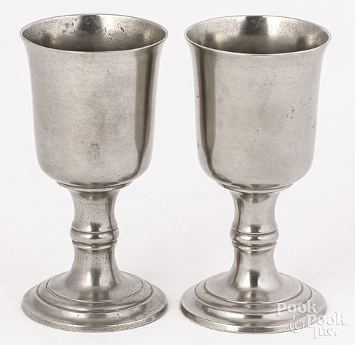 Pair of Hartford, Connecticut pewter chalices