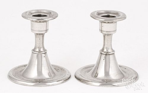 Pair of Connecticut pewter candlesticks