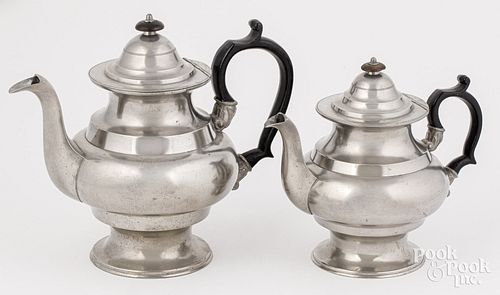 Philadelphia pewter coffeepot and teapot, ca. 1840