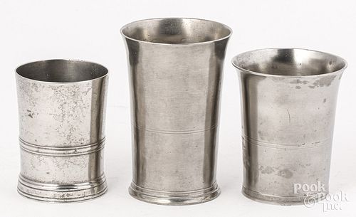 Three New York pewter beakers, 19th c.