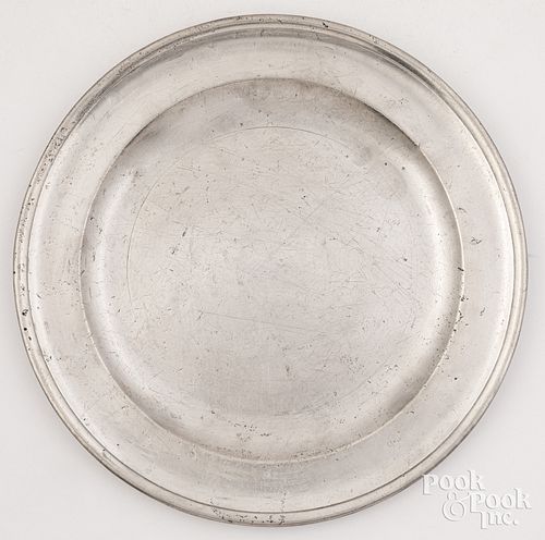 Hartford, Connecticut pewter charger, ca. 1790