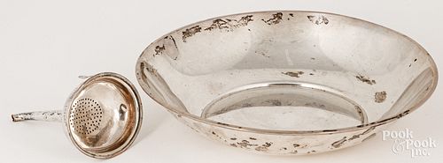 Gorham sterling silver bowl, wine funnel