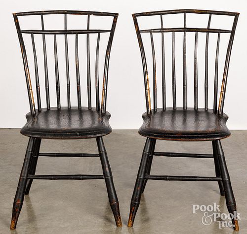 Pair of birdcage Windsor chairs, ca. 1820