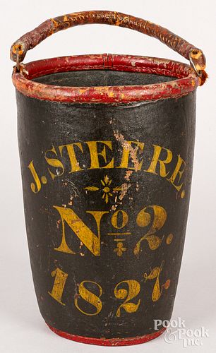 Painted leather fire bucket