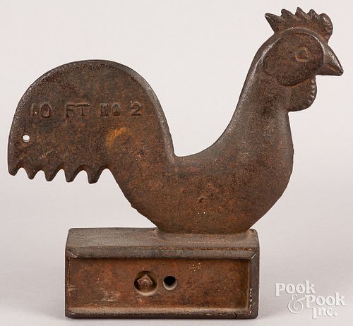 Cast iron rooster windmill weight, late 19th c.