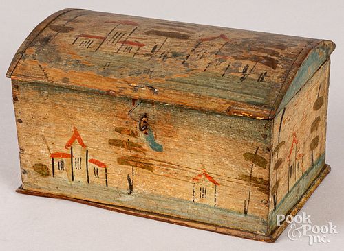 Continental painted pine dome lid dresser box