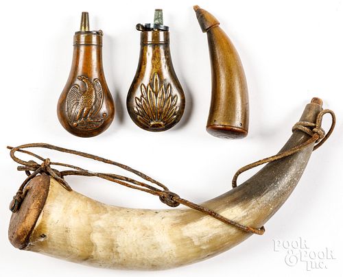 Powder flasks and horns, 19th c.