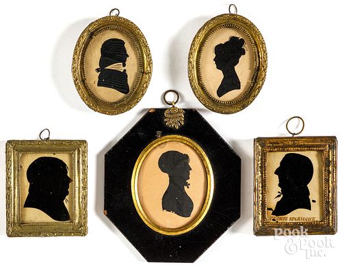 Five hollow-cut silhouettes, 19th c.