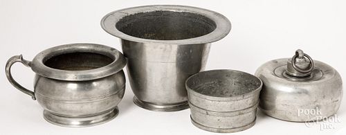 Two English pewter chamber pots
