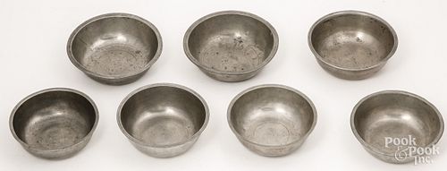 Seven pewter basins, 19th c.