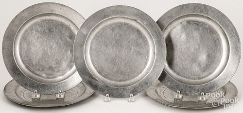 Five Scottish pewter plates, ca. 1800