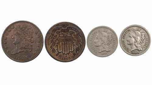 Four US 19th Century Coins