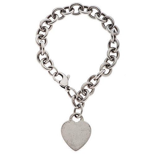 Tiffany & Co. Sterling Silver Link Bracelet with "Tiffany & Co." Heart 