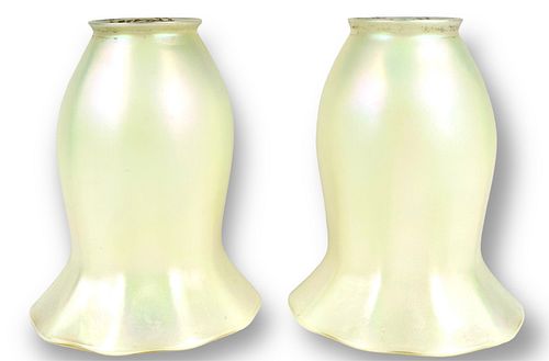 (2) Quezal Opalescent Lamp Shades