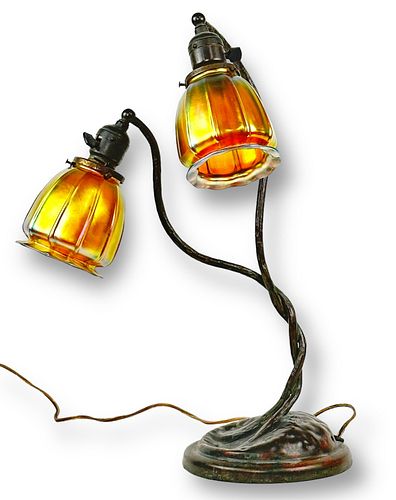 Antique Tiffany Style Bronze Lamp