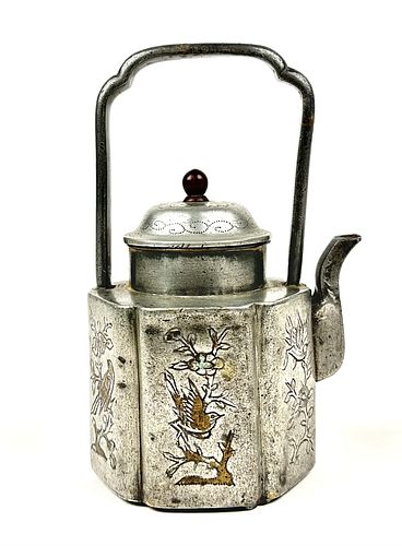 Antique Chinese Pewter Teapot