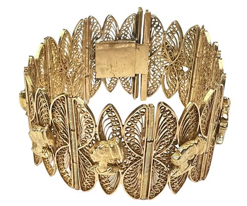 17K Gold African Filigree Bracelet Heavy