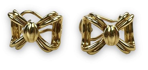 Tiffany & Co 18K Yellow Gold Bow Earrings