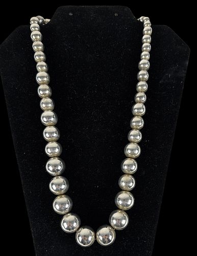 Taxco Sterling Graduated Bead Necklace