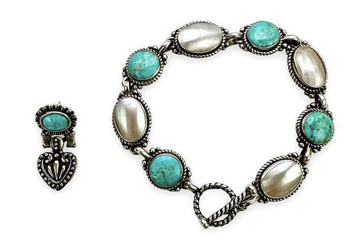 Navajo Carolyn Pollack Sterling Turquoise Bracelet