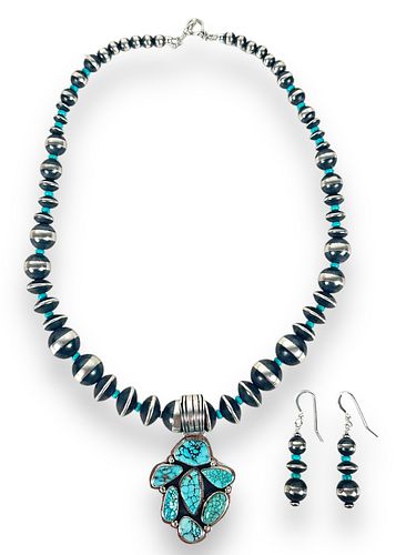 La Rose Ganadonegro Navajo Necklace & Earrings