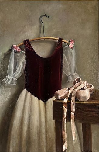 Ornately Framed Oil on Canvas 'Ballet'