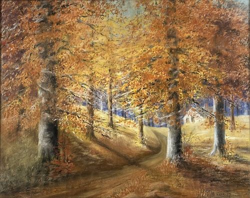 M.E Williams 'Forest' Pastel on Paper 1947