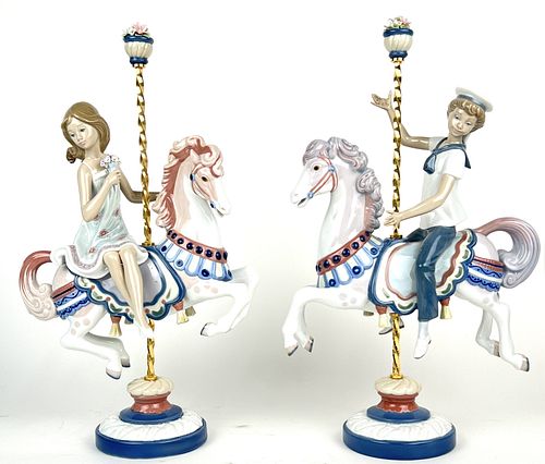 Lladro Carousel Horses 1469 & 1470 Boy & Girl