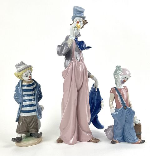 (3) Lladro Porcelain Clown Figures #6245 #6507